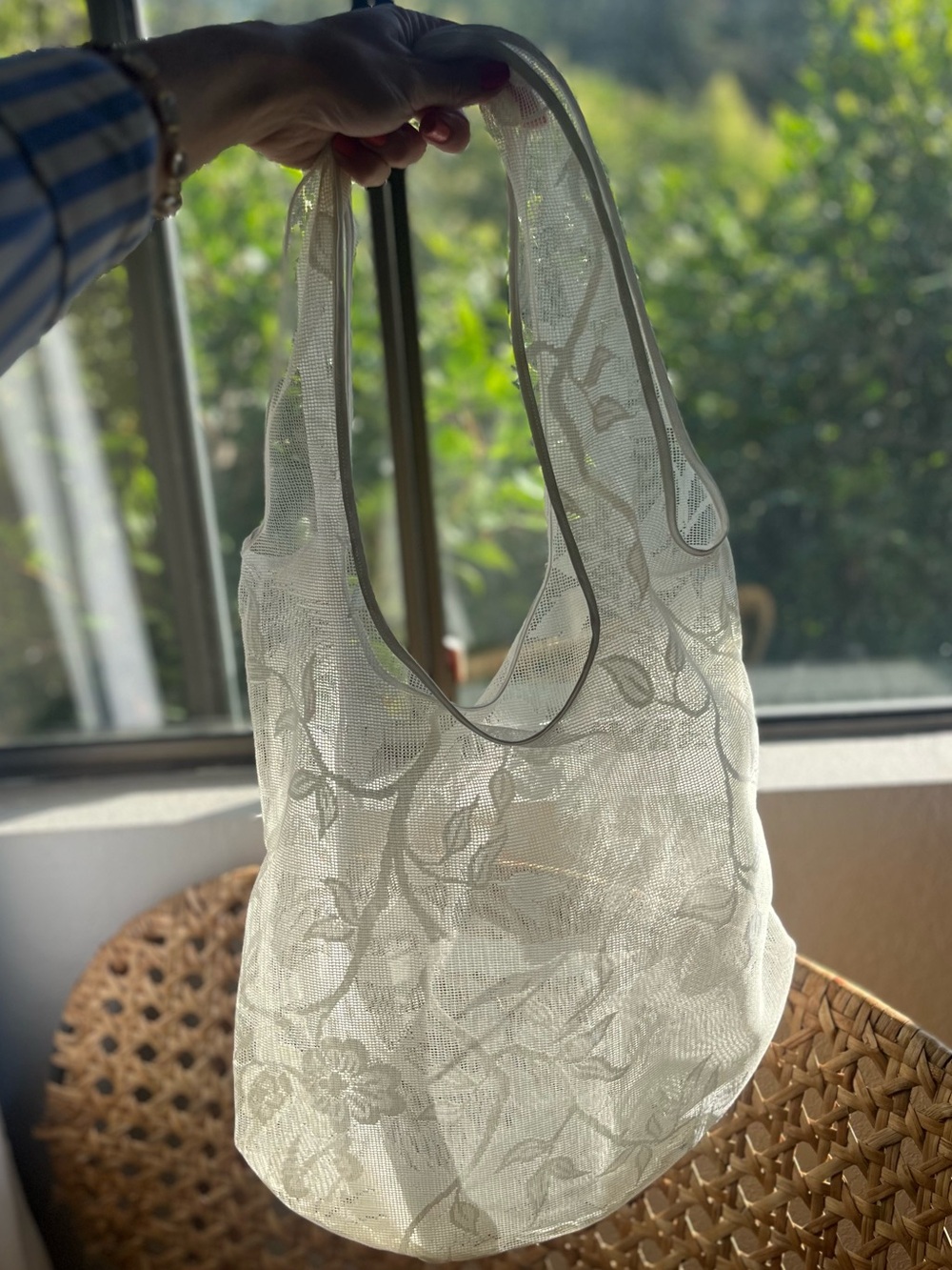 Handmade Sheer White Vintage Lace Shoulder Bag